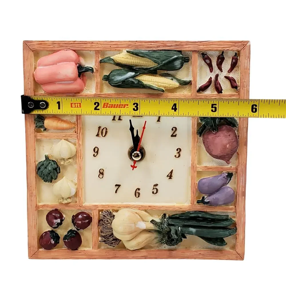 New Wall Clock Kitchen School Office Home Vegetables Shabby Chic Decor Square